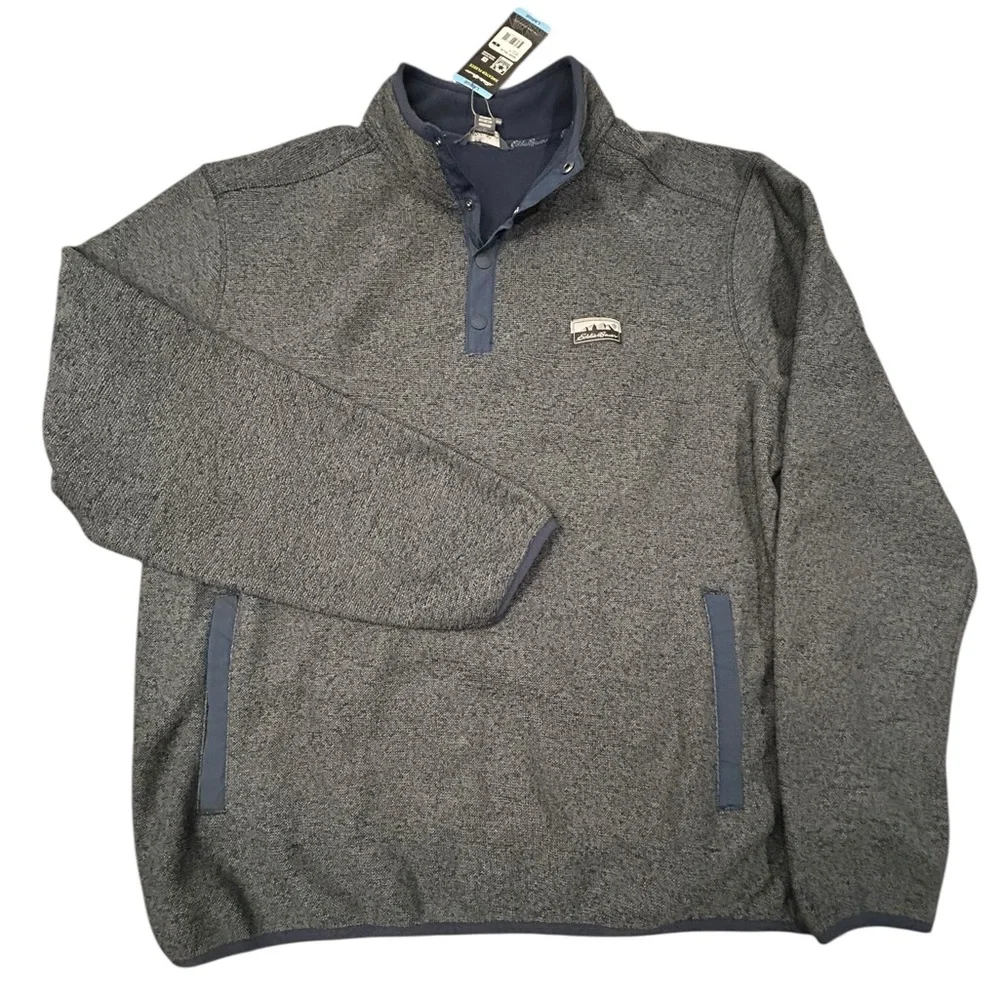 Eddie Bauer Blue and Gray Button-Up Pullover L NWT - Picture 1 of 7